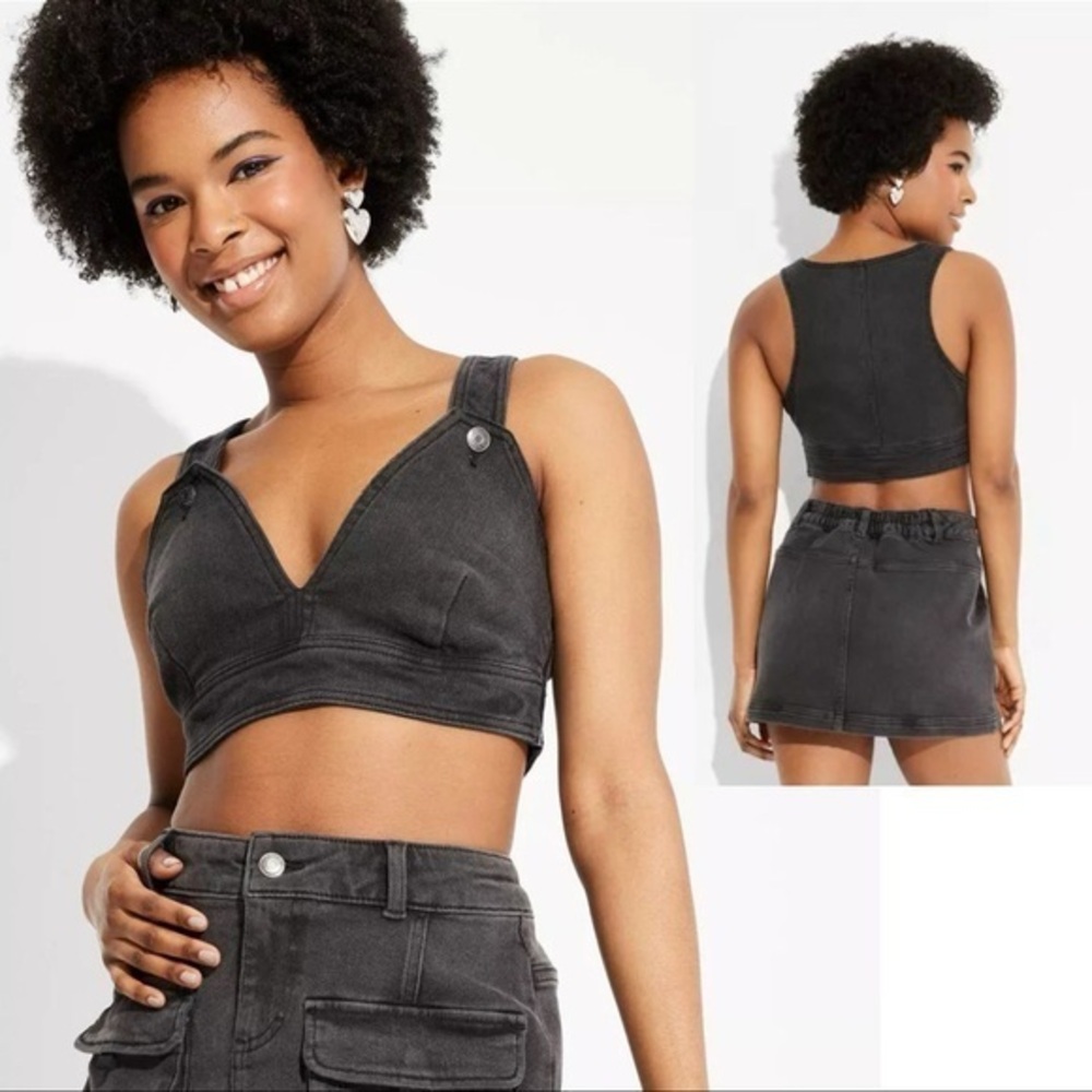 NWT Wild Fable Black Denim Crop Top